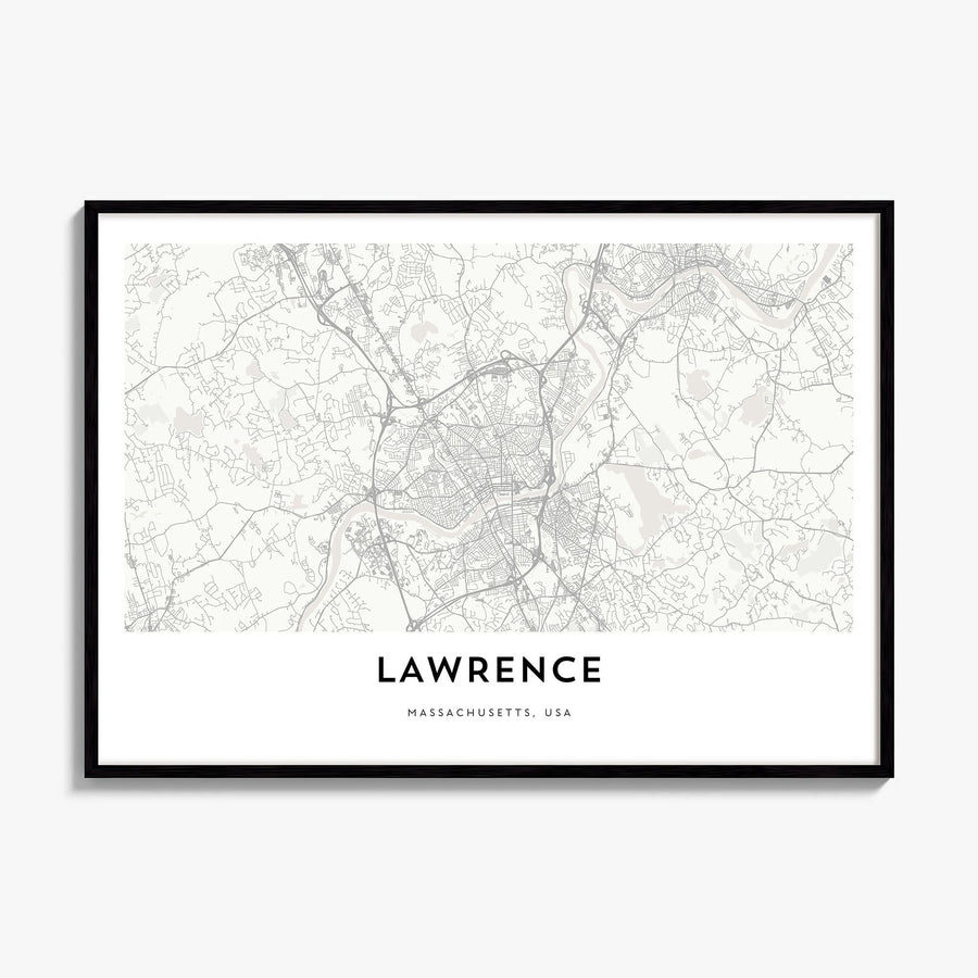 Lawrence, Massachusetts Map Poster, framed poster mockup