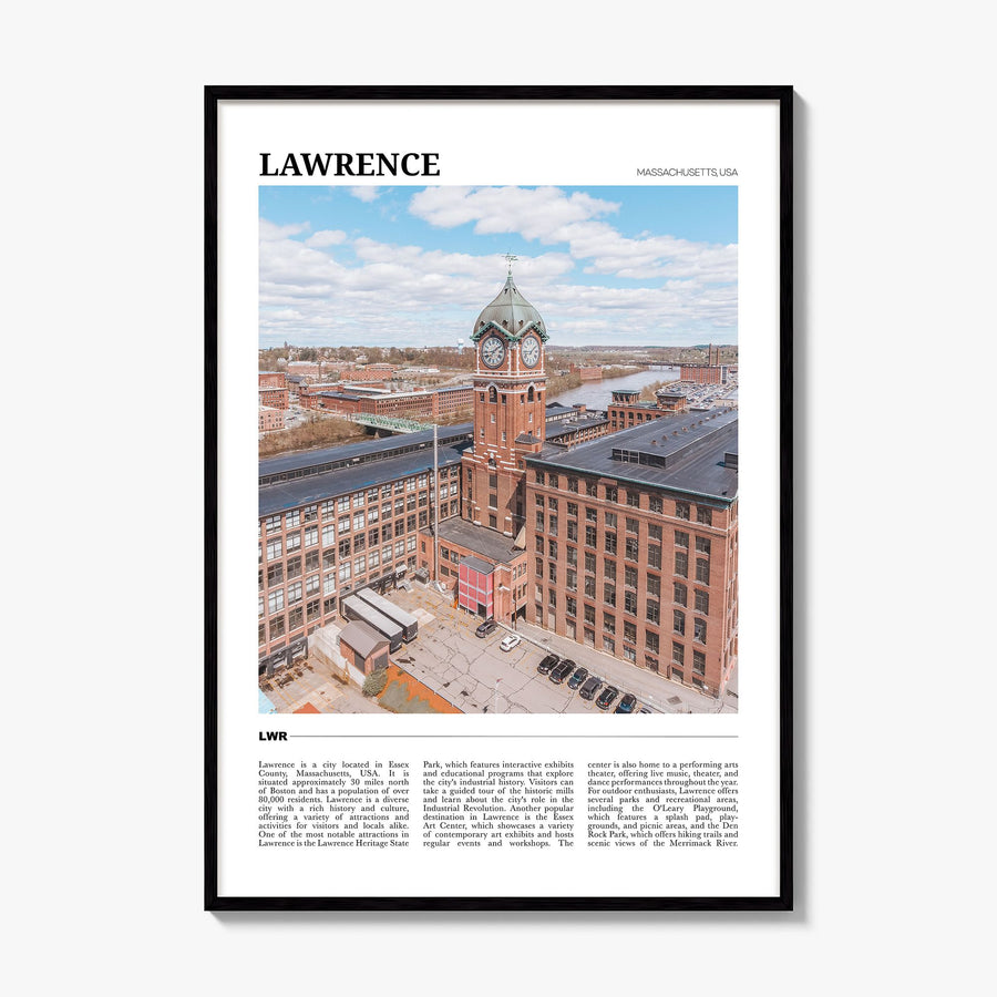 Lawrence, Massachusetts Travel Poster, framed poster mockup