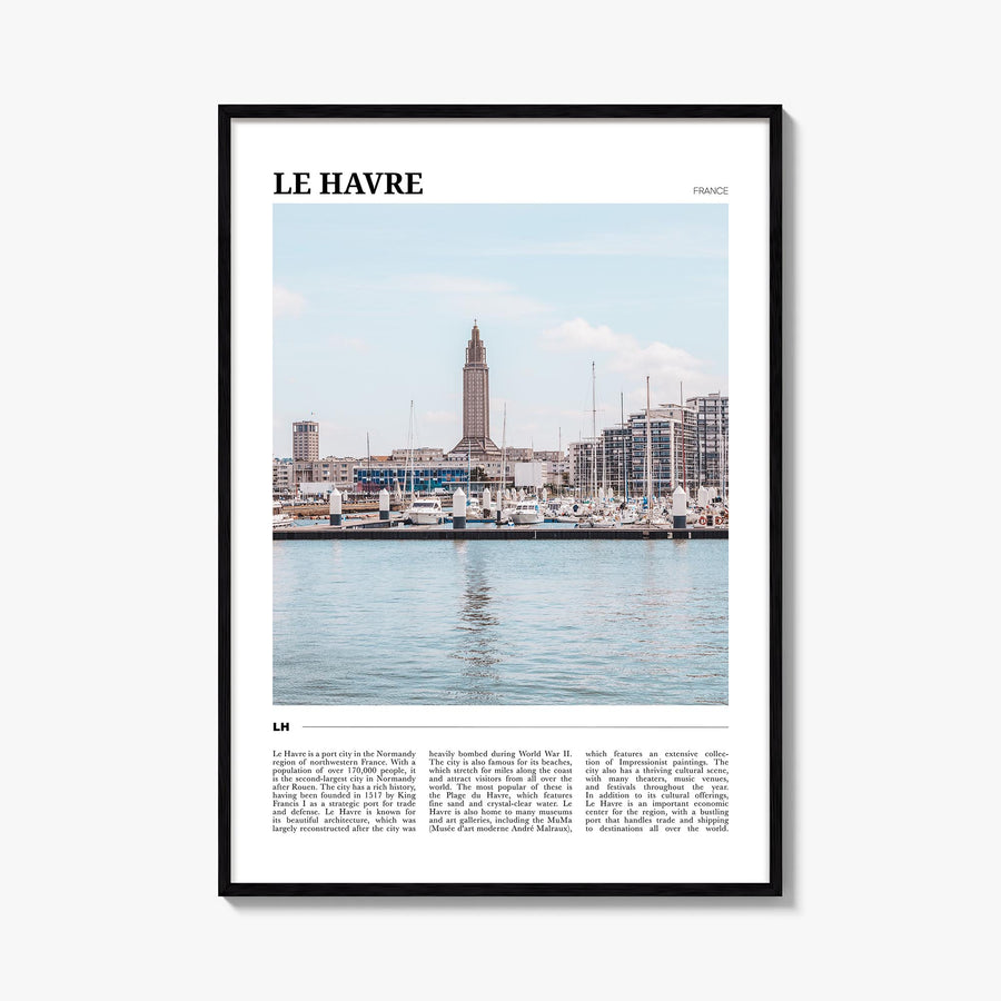Le Havre colorful travel poster of France – vertical wall art, unframed print shown in interior mockup