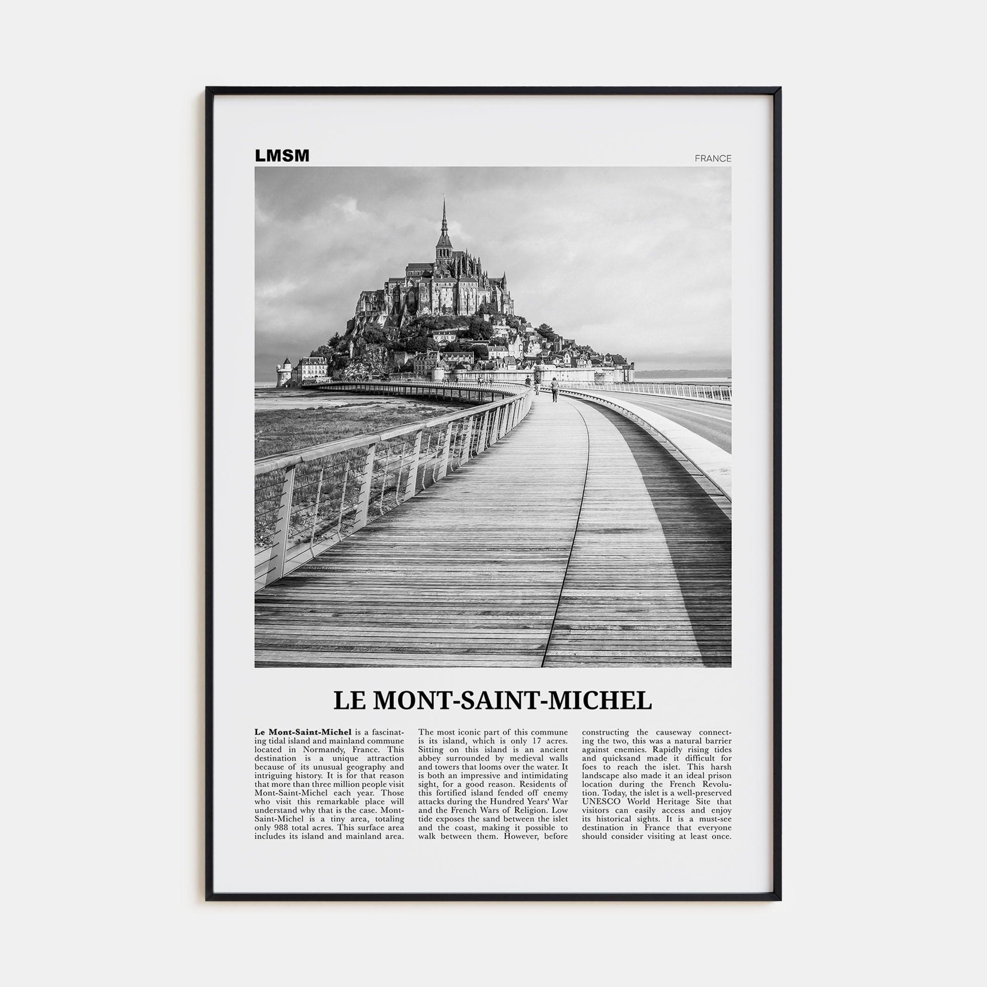 Le Mont-Saint-Michel Poster None / 8x12 in Nbourhood Travel B&W Poster