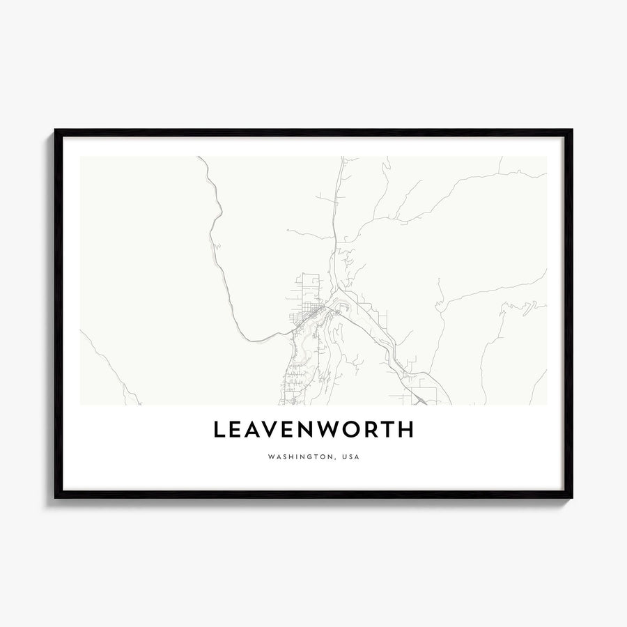 Leavenworth Map Poster, framed poster mockup