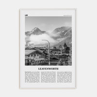 Leavenworth Poster White Wood / 8x12 in Nbourhood Travel B&W Poster