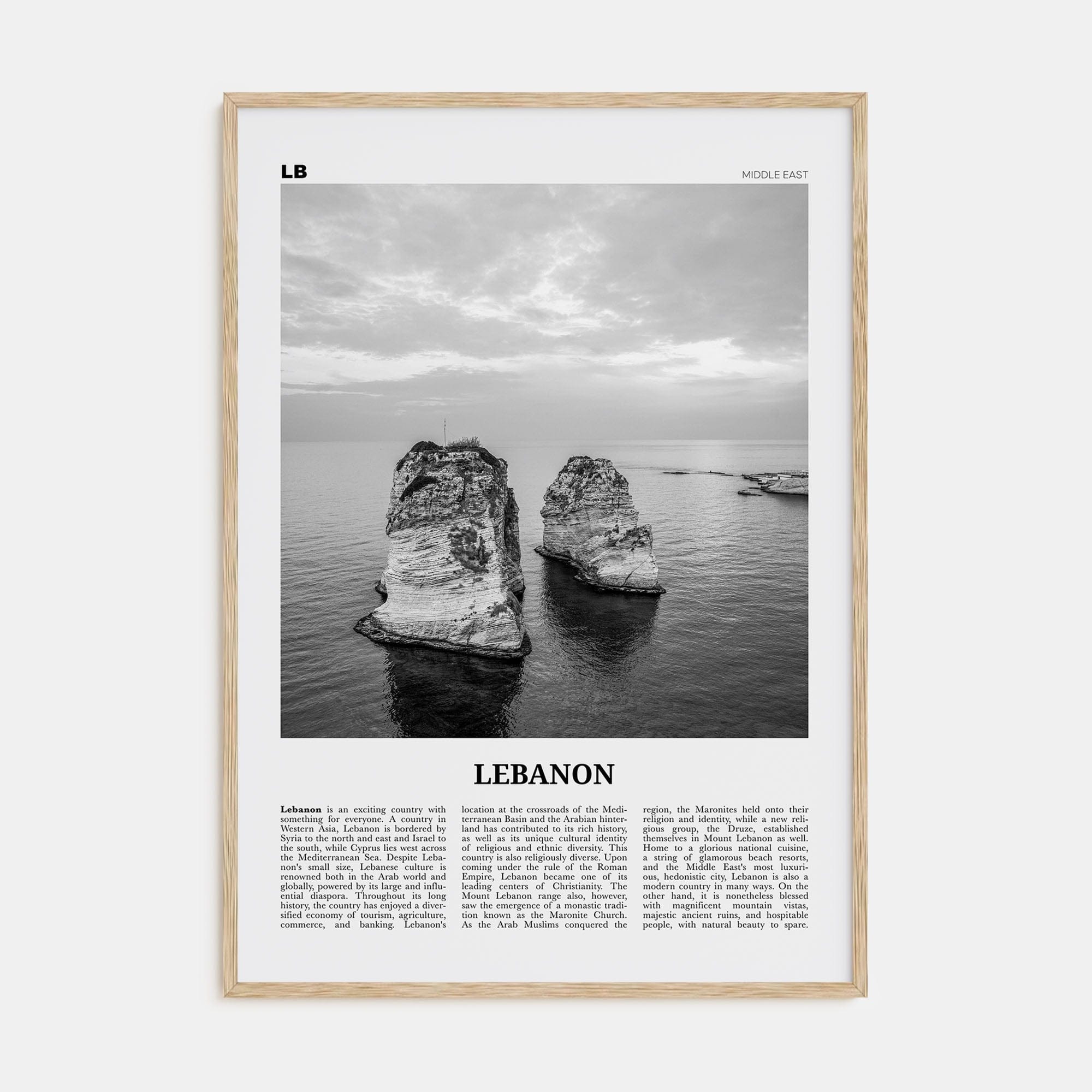 Lebanon No 4 Poster Natural Wood / 8x12 in Nbourhood Travel B&W Poster