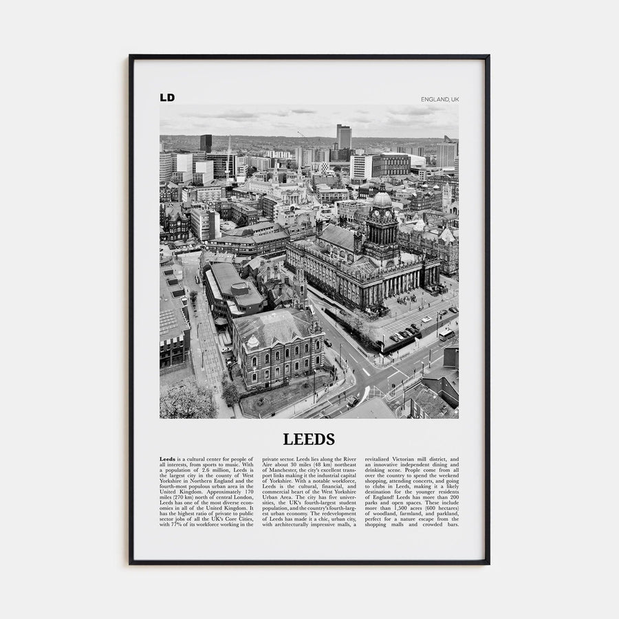 Leeds Poster None / 8x12 in Nbourhood Travel B&W Poster