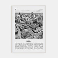 Leeds Poster White Wood / 8x12 in Nbourhood Travel B&W Poster