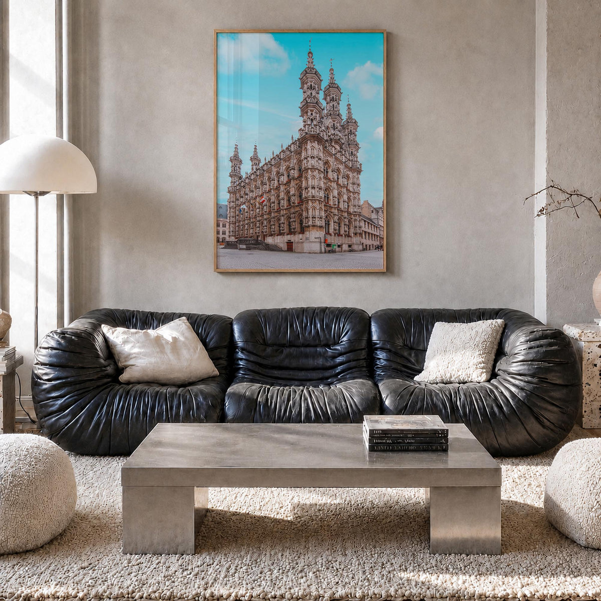 Leesburg colorful photo poster of Virginia, USA – vertical wall art in natural wood frame, hanging on wall