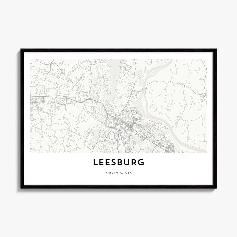 Leesburg Map Poster, framed poster mockup