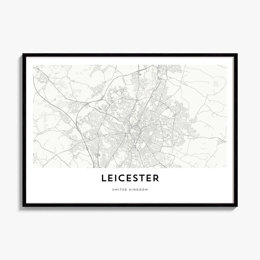 Leicester Map Poster, framed poster mockup