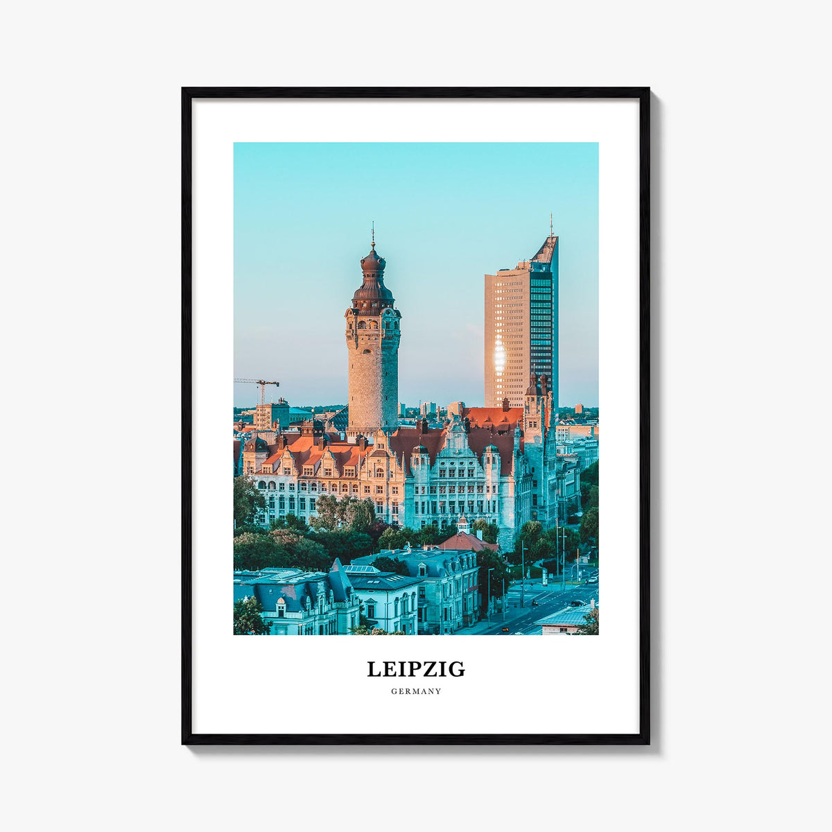 Leipzig colorful classic poster of Germany – vertical wall art, unframed print shown in interior mockup