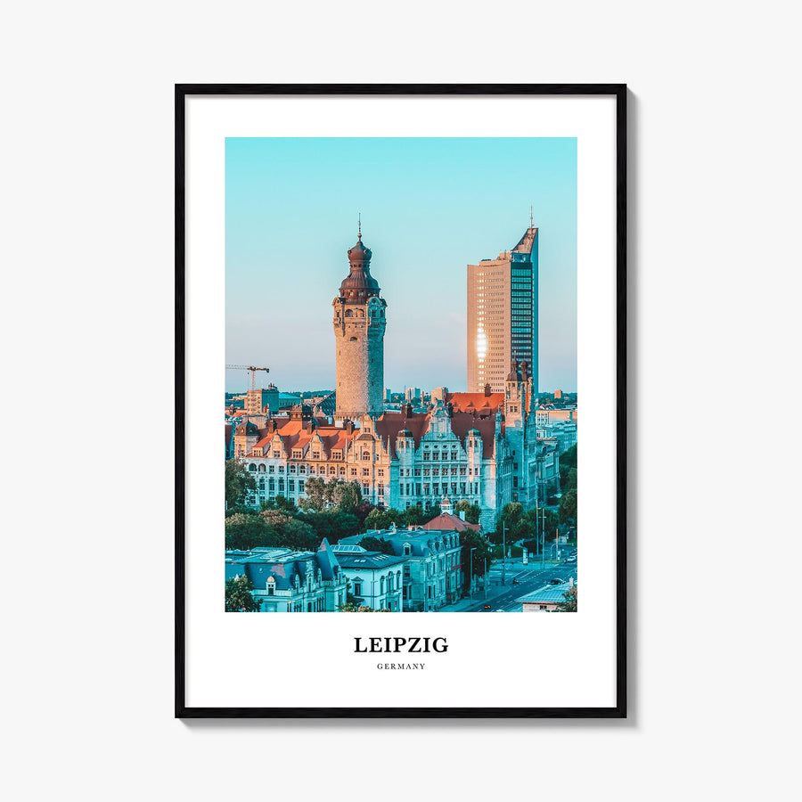 Leipzig colorful classic poster of Germany – vertical wall art, unframed print shown in interior mockup