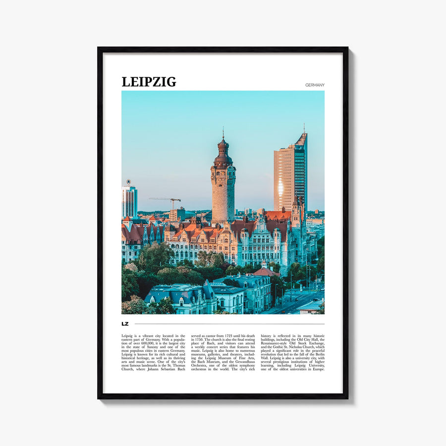 Leipzig colorful travel poster of Germany – vertical wall art, unframed print shown in interior mockup