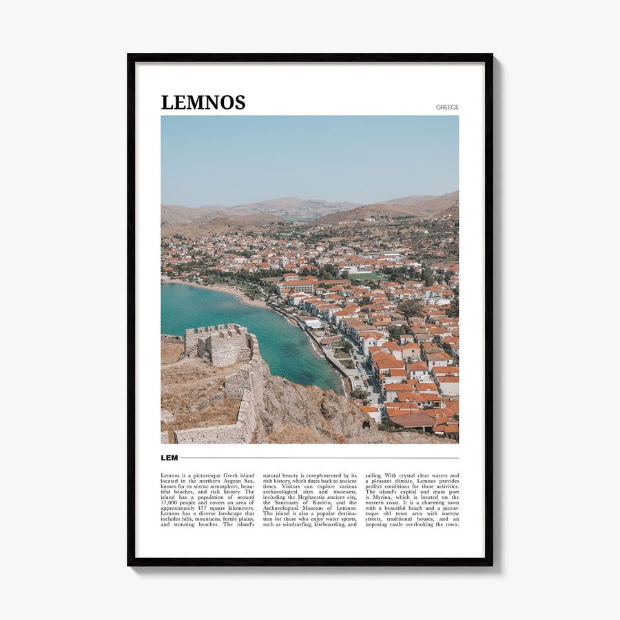 Lemnos Travel Poster, framed poster mockup
