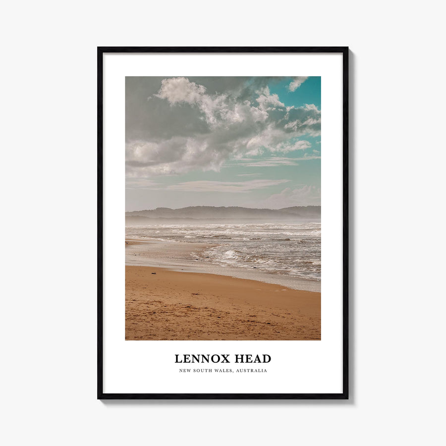 Lennox Head colorful classic poster of Australia – vertical wall art, unframed print shown in interior mockup