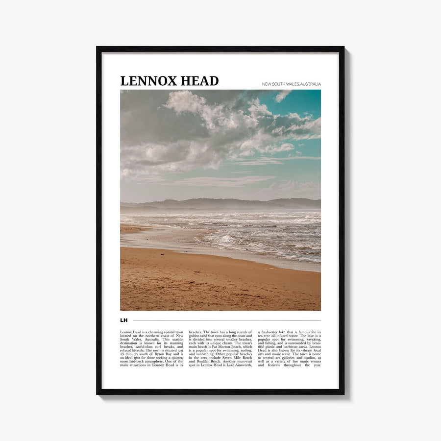 Lennox Head colorful travel poster of Australia – vertical wall art, unframed print shown in interior mockup