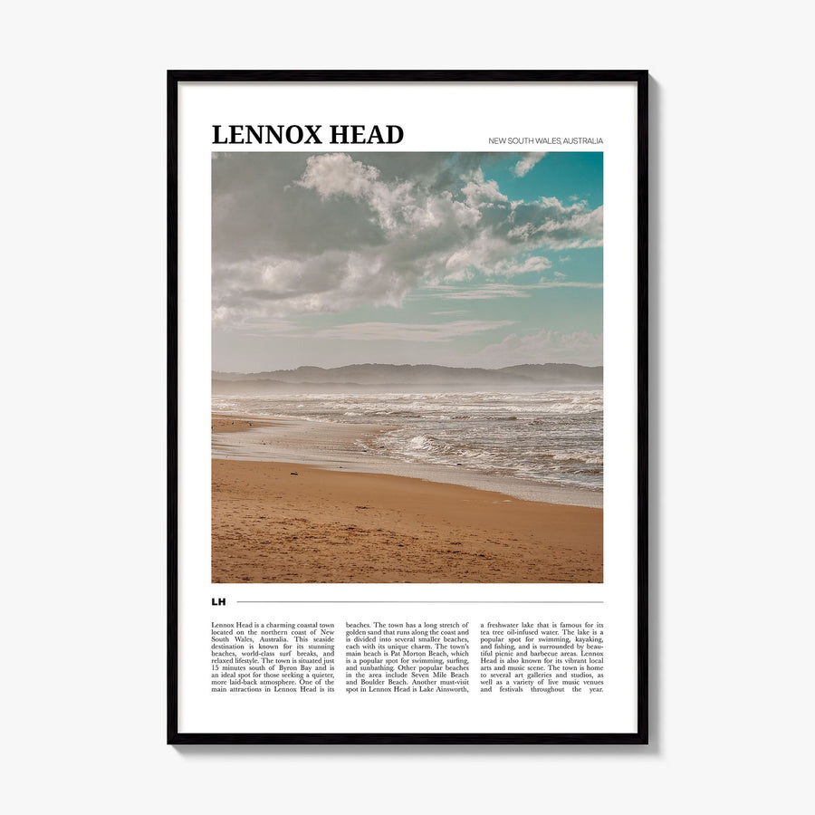 Lennox Head Travel Poster, framed poster mockup