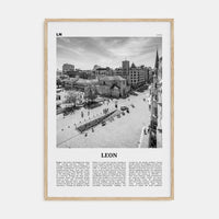 Leon, Spain Poster Natural Wood / 8x12 in Nbourhood Travel B&W Poster