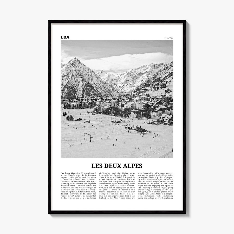 Les Deux Alpes Newspaper Poster, framed poster mockup