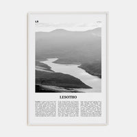 Lesotho Poster White Wood / 8x12 in Nbourhood Travel B&W Poster