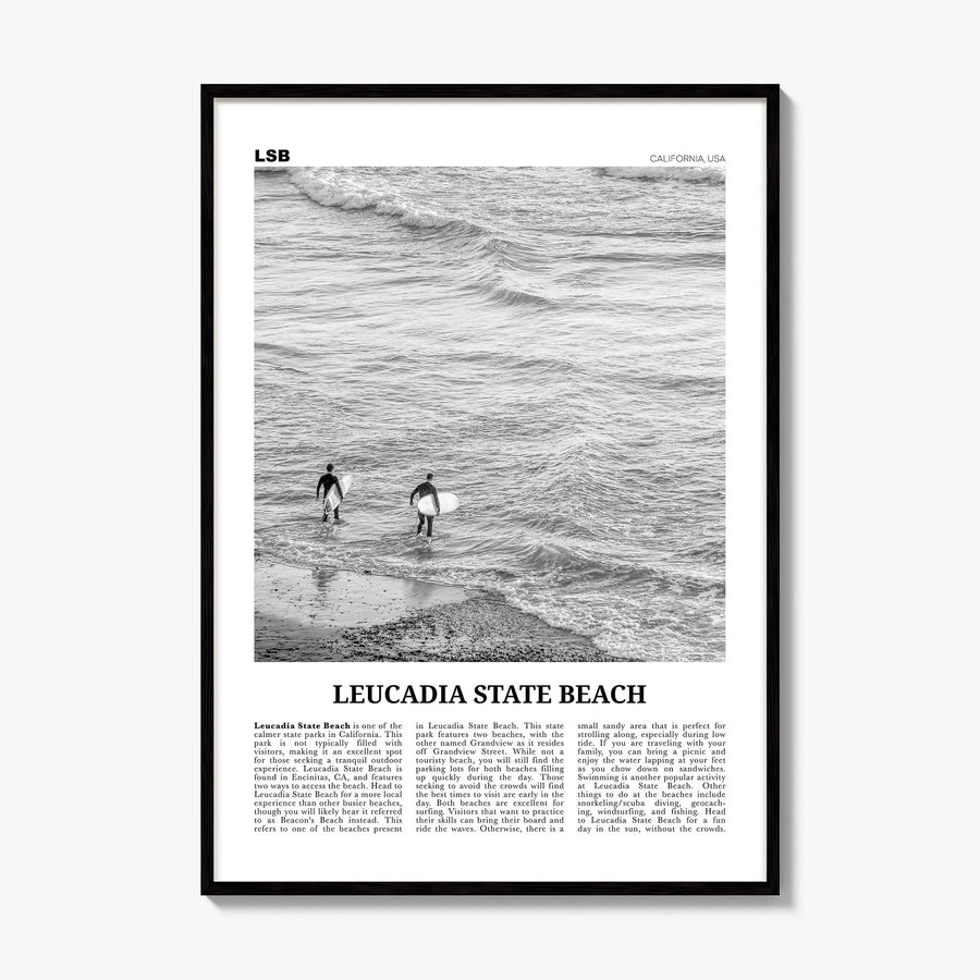 Leucadia State Beach Newspaper Poster, framed poster mockup