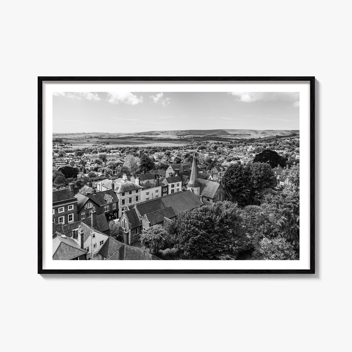 Lewes black & white photo poster of Delaware, USA – horizontal wall art, unframed print shown in interior mockup