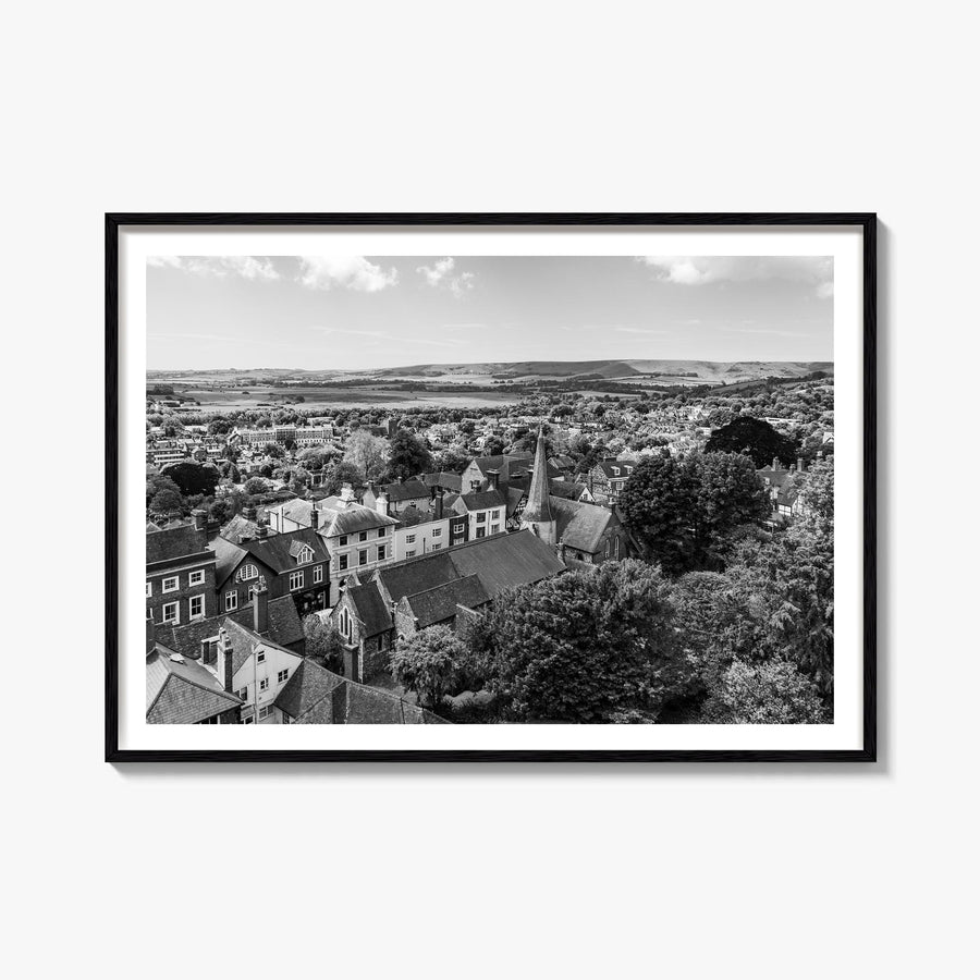 Lewes black & white photo poster of Delaware, USA – horizontal wall art, unframed print shown in interior mockup