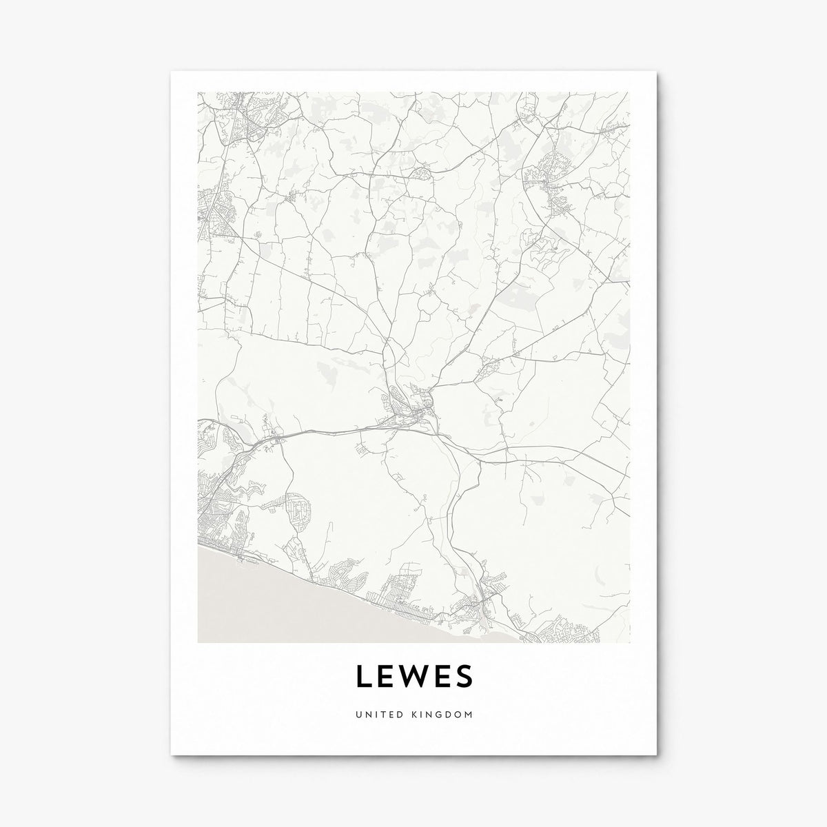 Lewes Map Poster, print only (unframed)