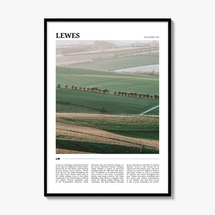 Lewes Travel Poster, framed poster mockup