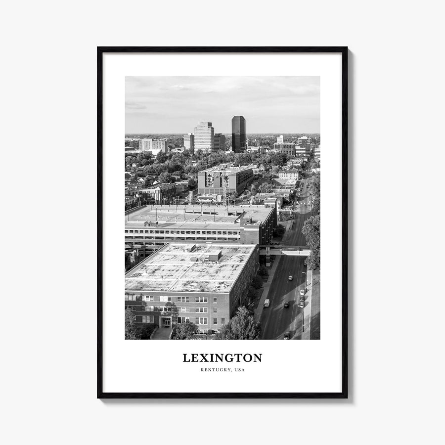 Lexington, Kentucky black & white classic poster of Kentucky, USA – vertical wall art, unframed print shown in interior mocku