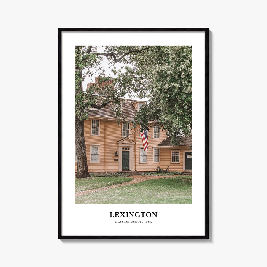 Lexington, Massachusetts colorful classic poster of Massachusetts, USA – vertical wall art, unframed print shown in interior 