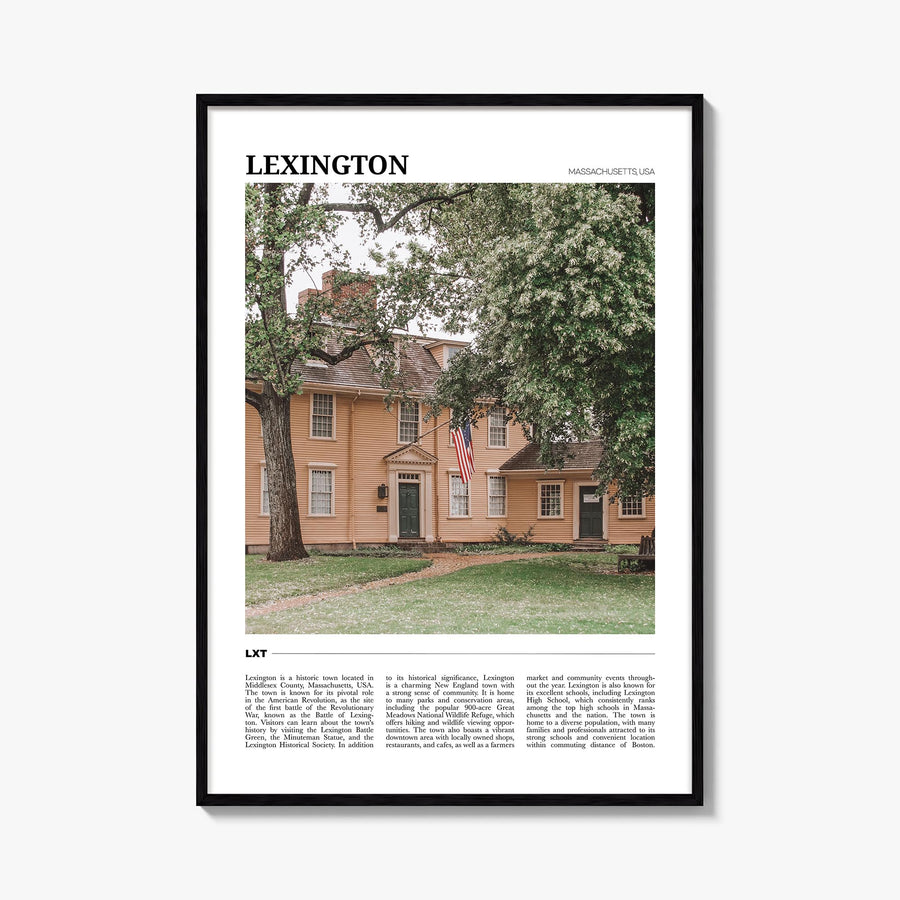 Lexington, Massachusetts colorful travel poster of Massachusetts, USA – vertical wall art, unframed print shown in interior m