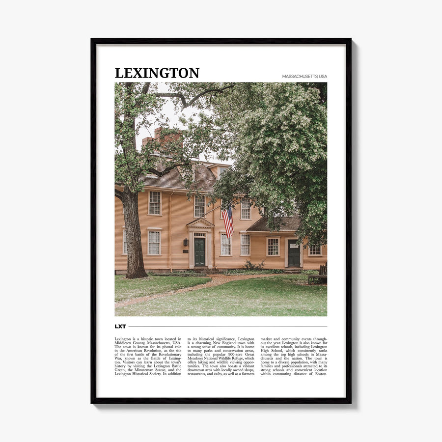 Lexington, Massachusetts Travel Poster, framed poster mockup