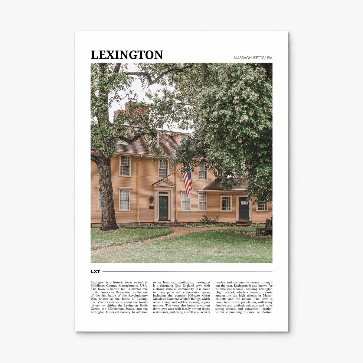 Lexington, Massachusetts Travel Poster, print only (unframed)