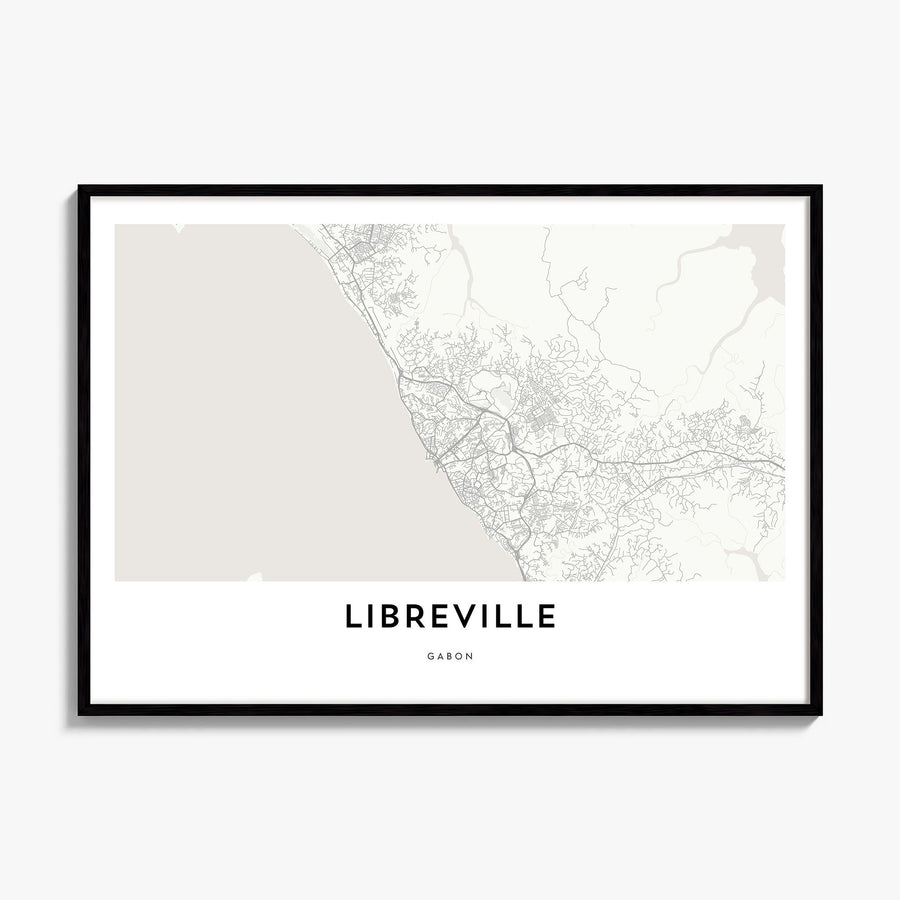 Libreville Map Poster, framed poster mockup