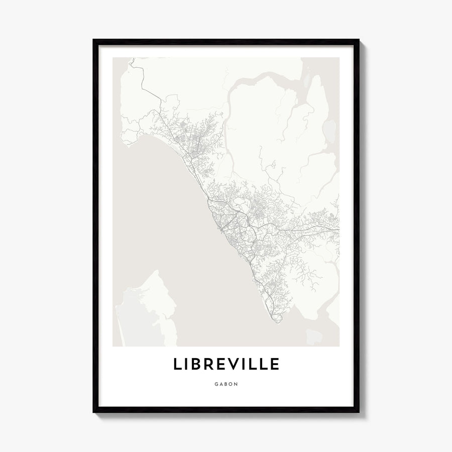 Libreville Map Poster, framed poster mockup