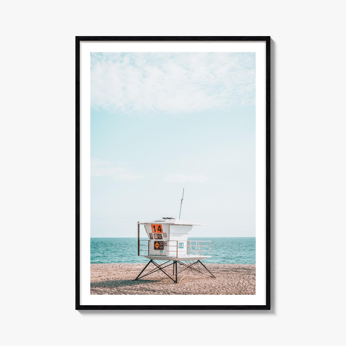 Lifeguard Stand no. 4 colorful photo poster – vertical wall art, unframed print shown in interior mockup