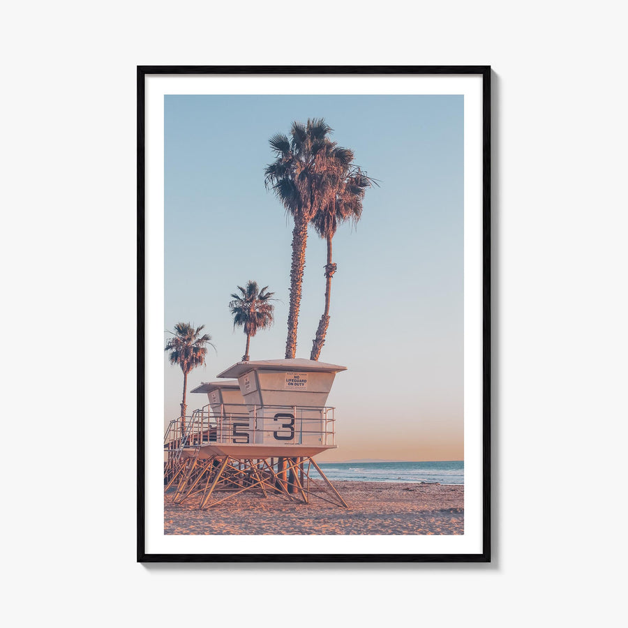 Lifeguard Stand no. 7 colorful photo poster – vertical wall art, unframed print shown in interior mockup