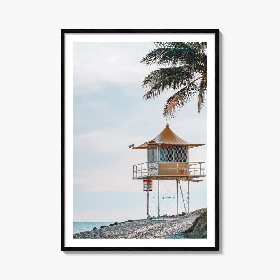 Lifeguard Stand no. 8 colorful photo poster – vertical wall art, unframed print shown in interior mockup