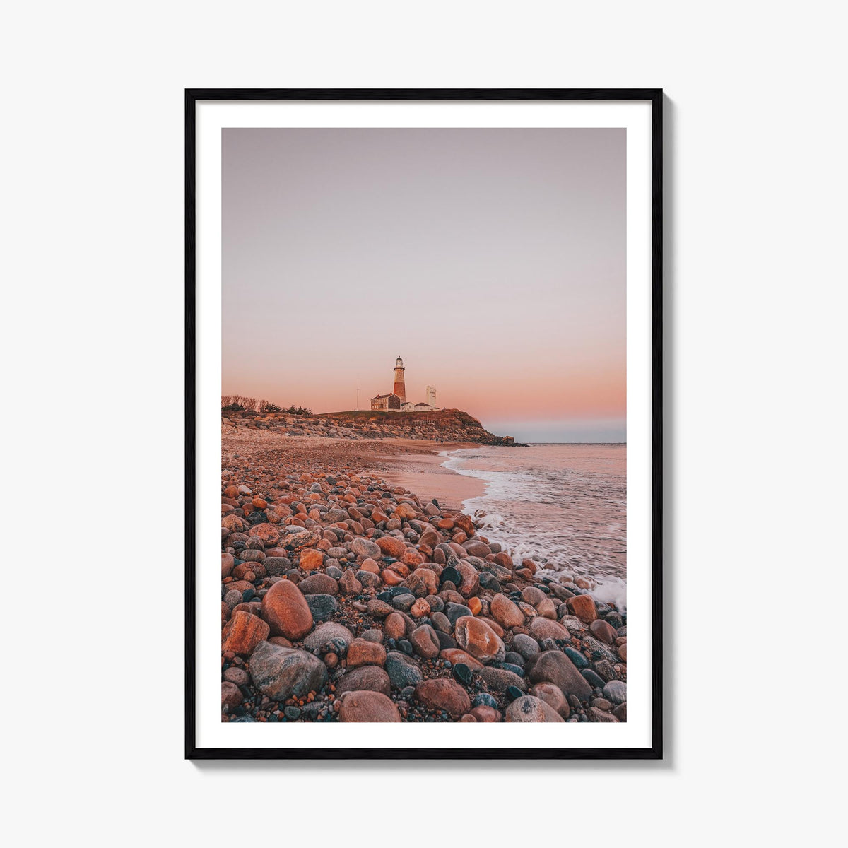 Lighthouse no. 1 colorful photo poster – vertical wall art, unframed print shown in interior mockup