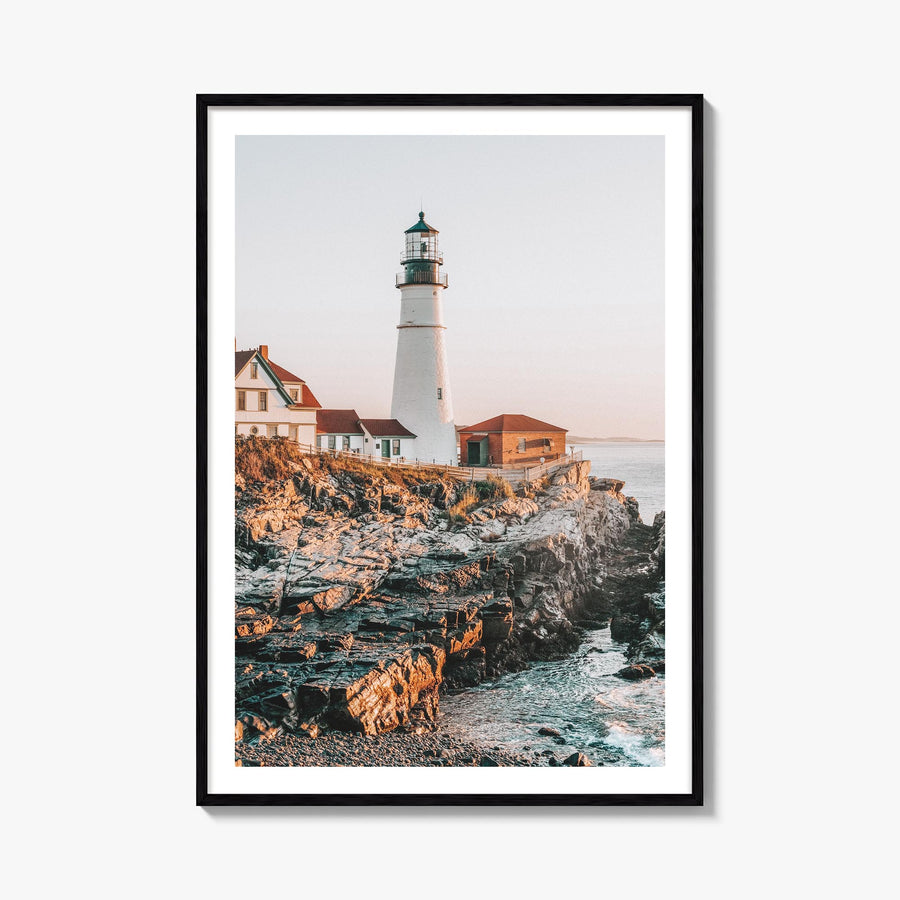Lighthouse no. 2 colorful photo poster – vertical wall art, unframed print shown in interior mockup