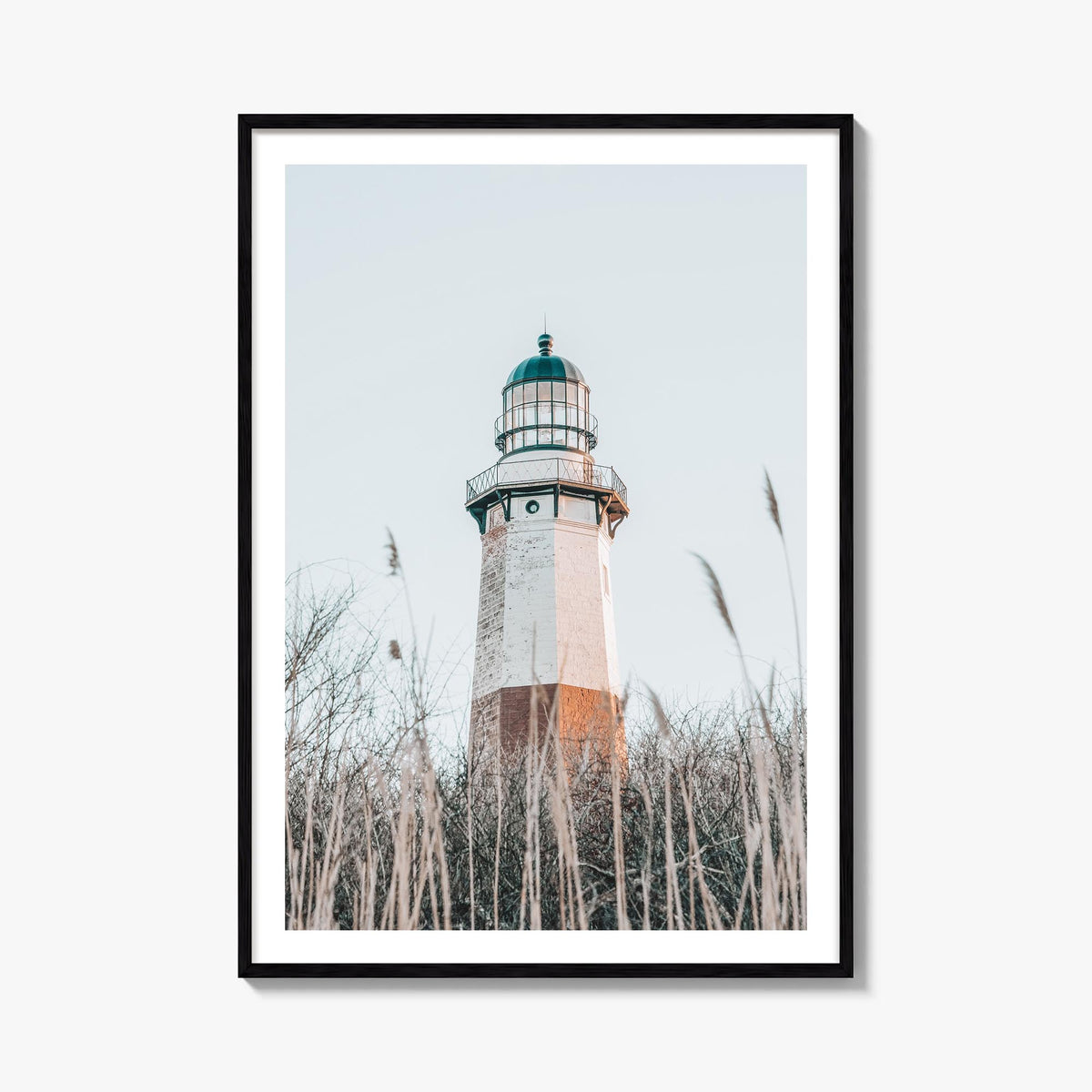 Lighthouse no. 6 colorful photo poster – vertical wall art, unframed print shown in interior mockup
