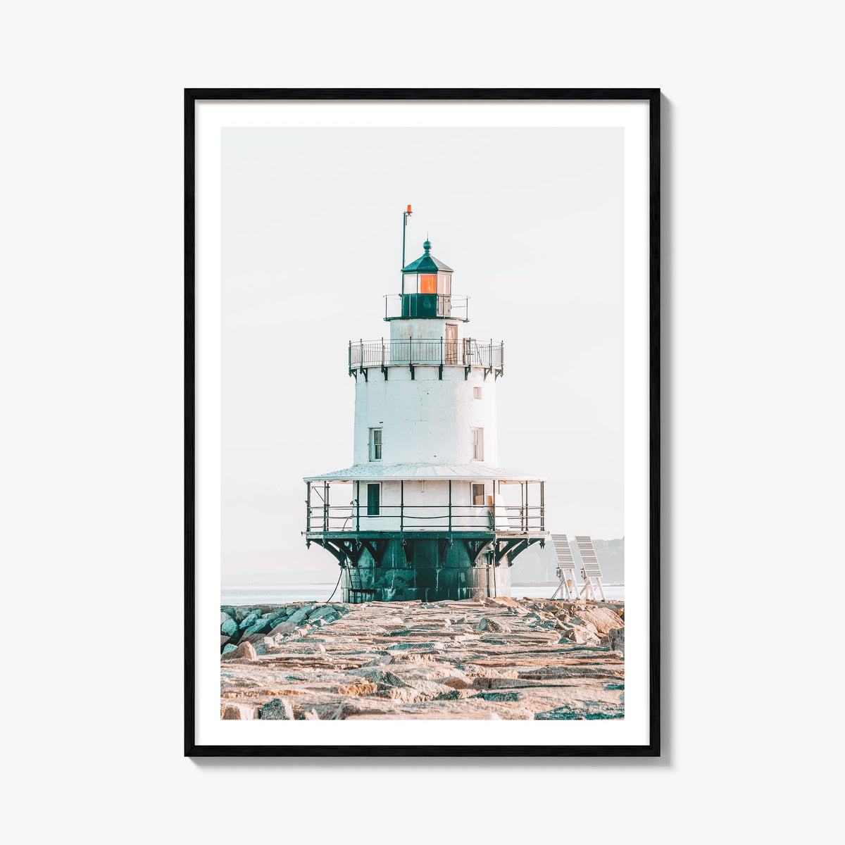 Lighthouse no. 7 colorful photo poster – vertical wall art, unframed print shown in interior mockup