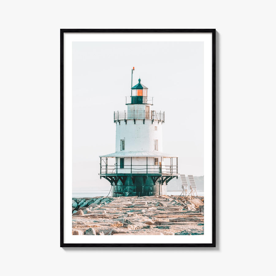 Lighthouse no. 7 colorful photo poster – vertical wall art, unframed print shown in interior mockup