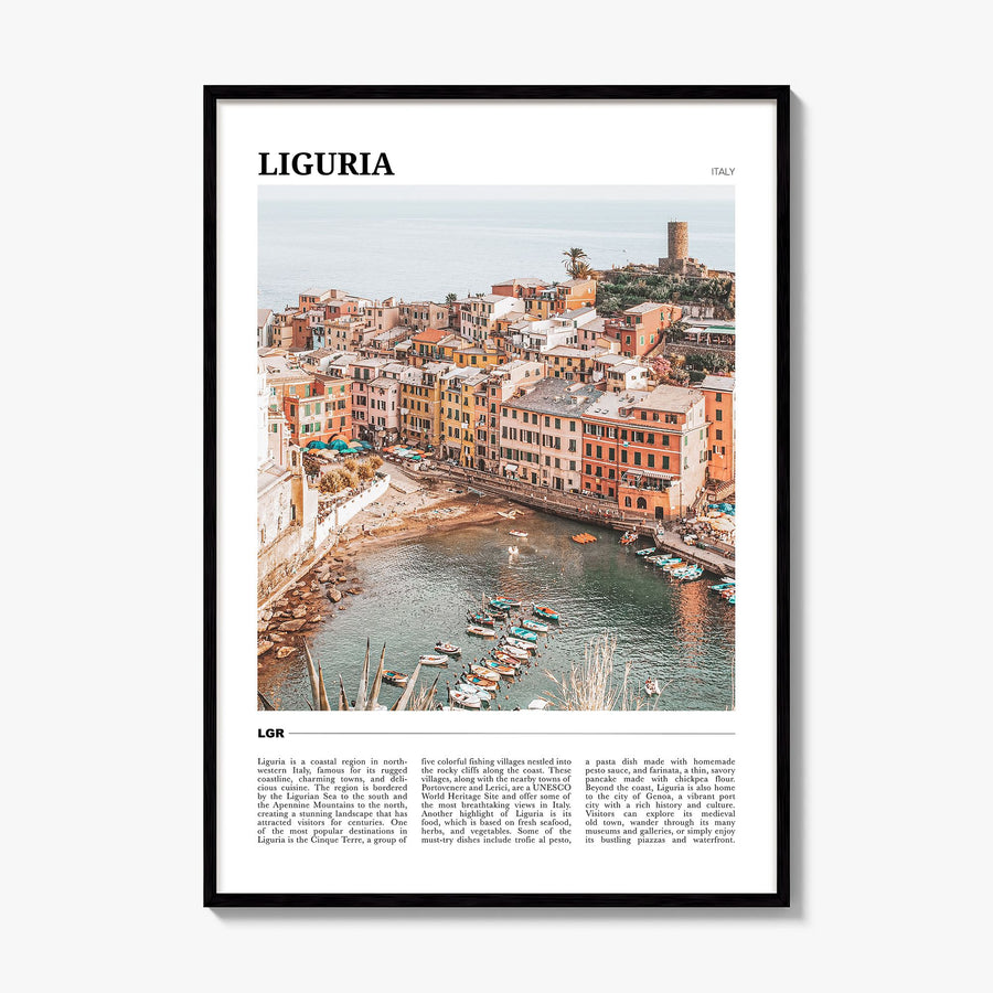 Liguria Travel Poster, framed poster mockup