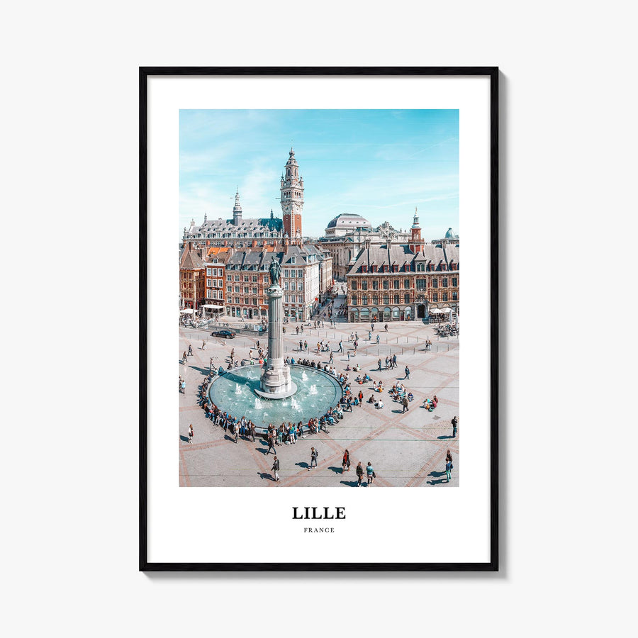 Lille colorful classic poster of France – vertical wall art, unframed print shown in interior mockup