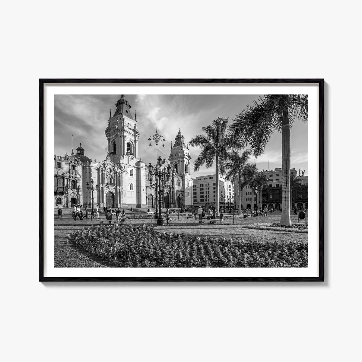 Lima black & white photo poster of Peru – horizontal wall art, unframed print shown in interior mockup