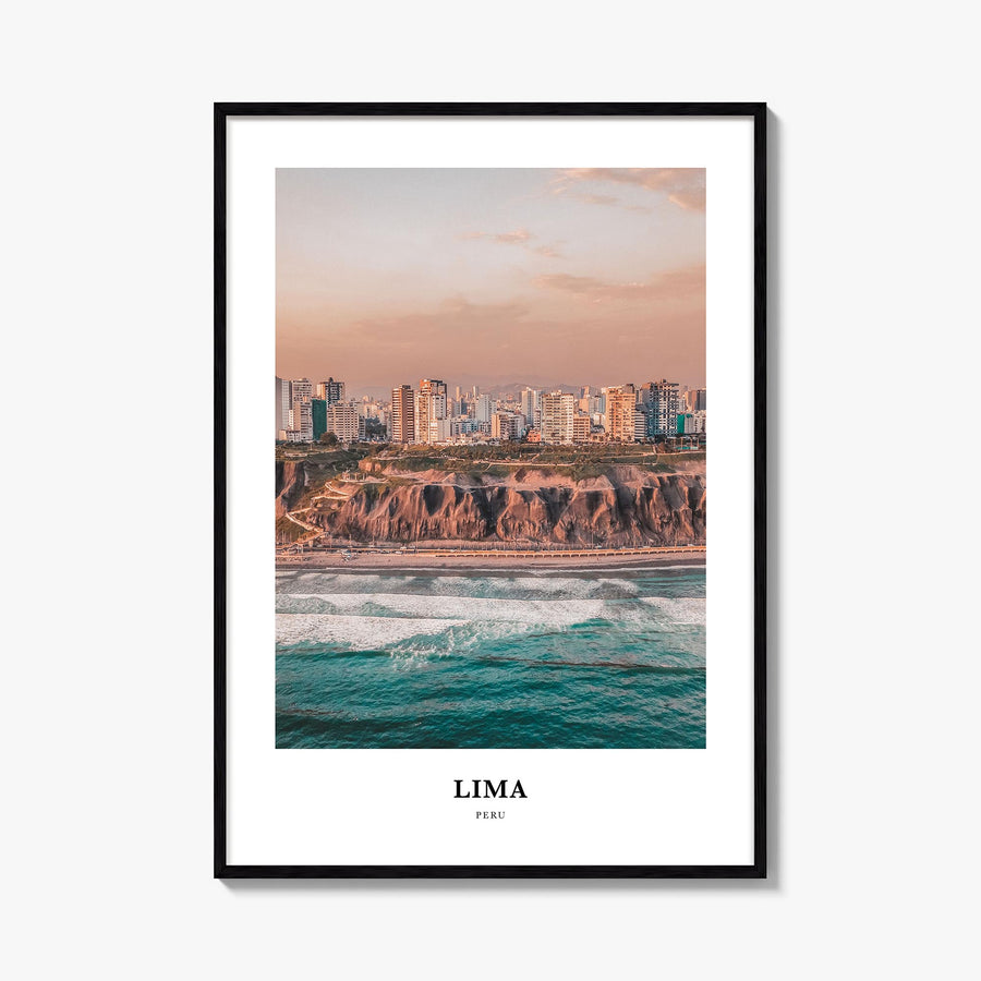 Lima colorful classic poster of Peru – vertical wall art, unframed print shown in interior mockup