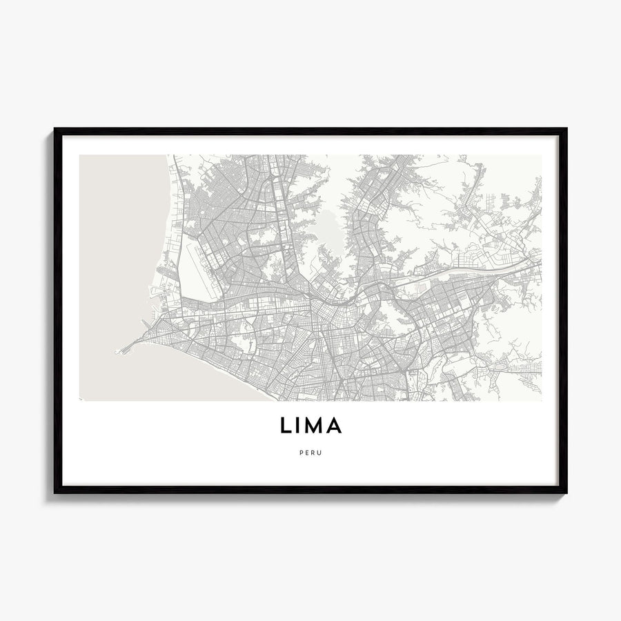 Lima Map Poster, framed poster mockup