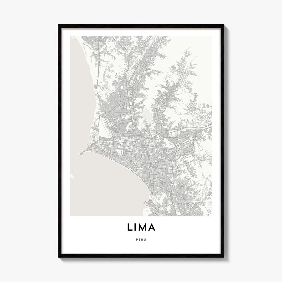 Lima Map Poster, framed poster mockup