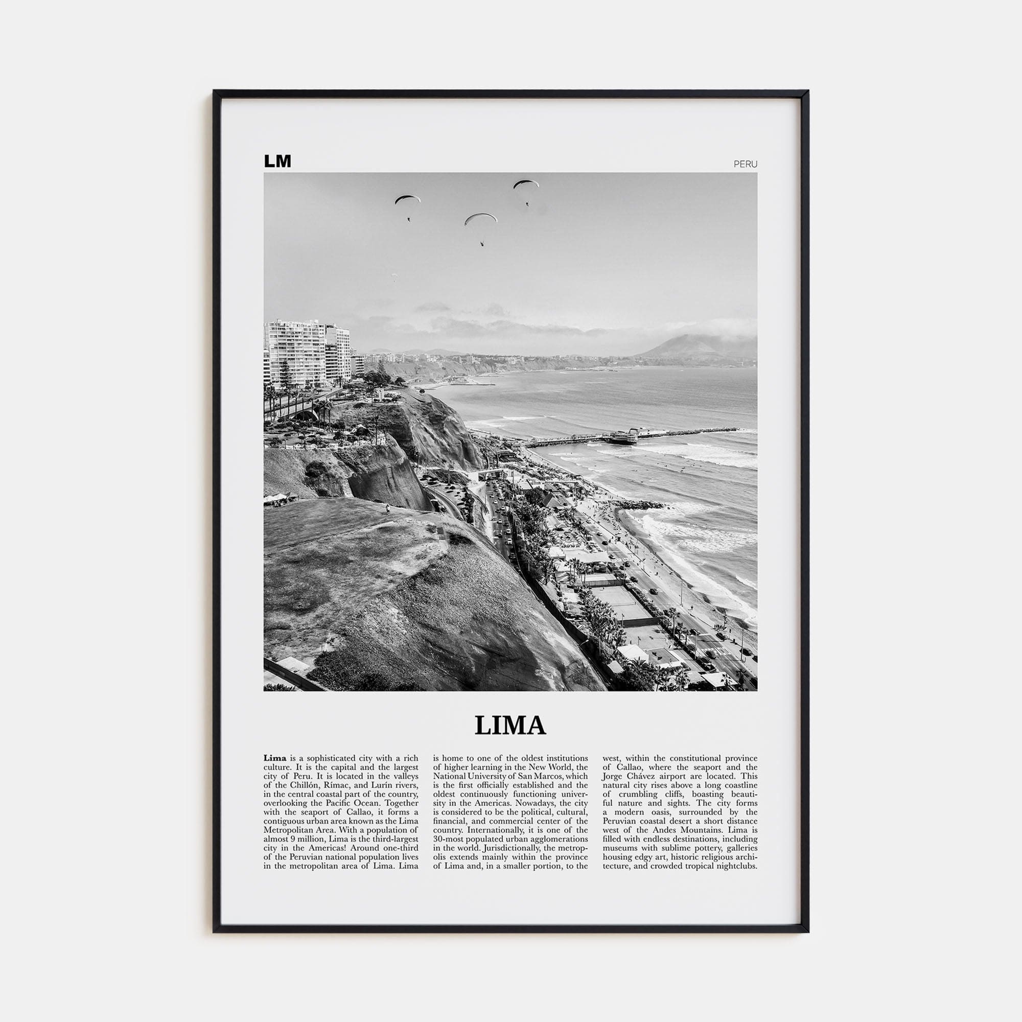 Lima No 1 Poster None / 8x12 in Nbourhood Travel B&W Poster