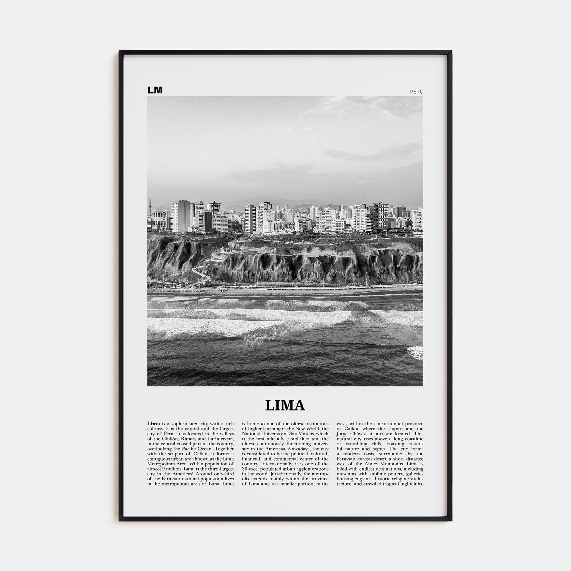 Lima No 2 Poster None / 8x12 in Nbourhood Travel B&W Poster